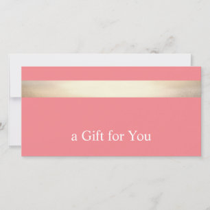Gold Stripe Peach Pink Gift Certificate Thank You Card