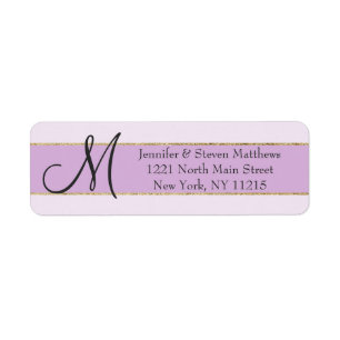 Gold Stripe Purple Monogram Initials and Name