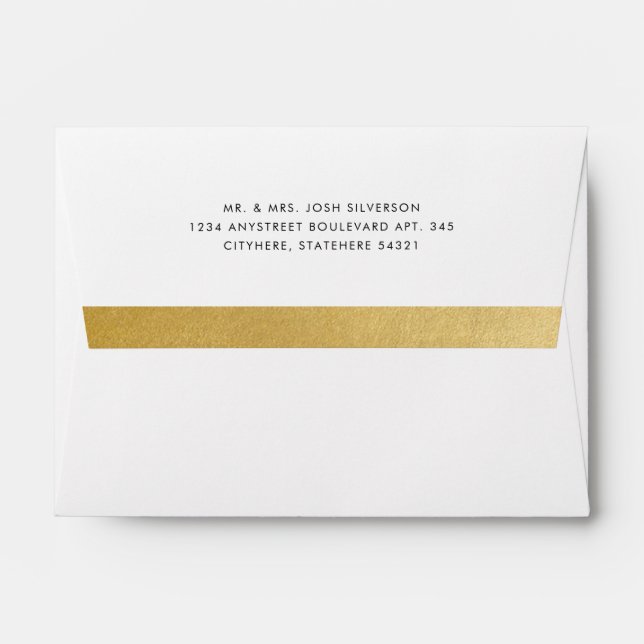 Gold Stripe Return Address A6 Mailing Envelope (Back (Top Flap))