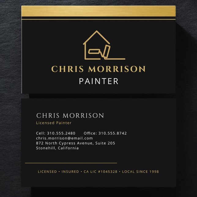 Gold Stripe Roller Painter  Business Card (Creator Uploaded)