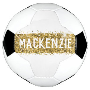 Gold Stripe Sparkly Monogram Name Personalised Football