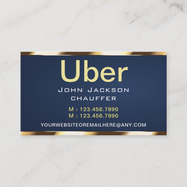 Gold stripe Taxi Driver Cab Transport blue QR CODE Business Card (Front)