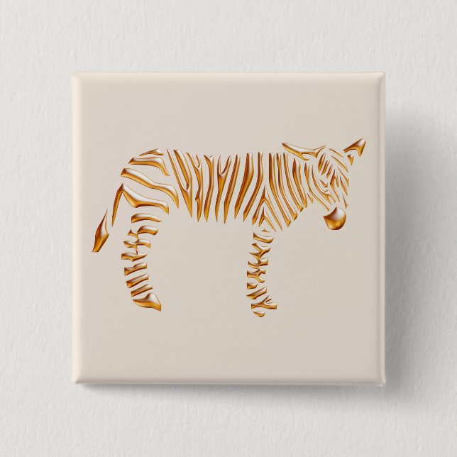 Gold Stripe Zebra 15 Cm Square Badge (Front)