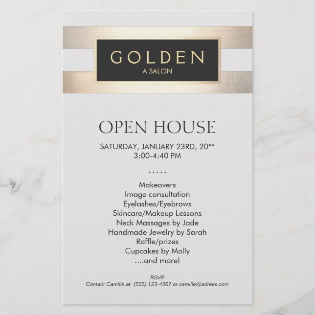Gold Striped Beauty Salon and Spa Flyer (Front)