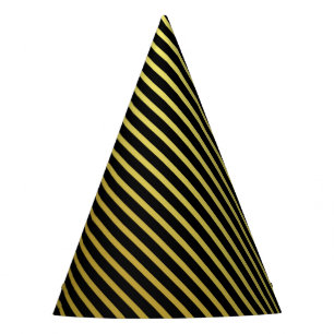 Gold Striped Black Party Hat