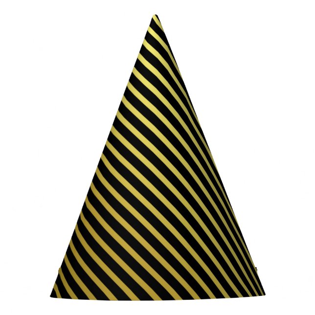 Gold Striped Black Party Hat (Front)