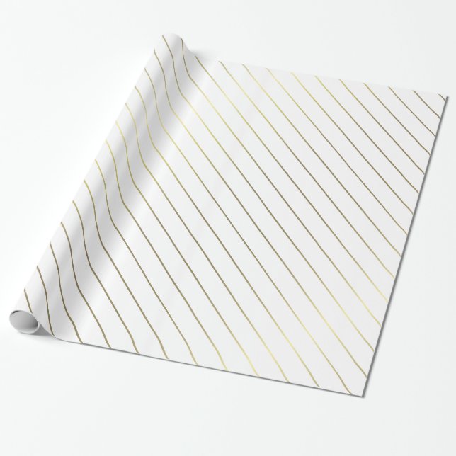 Gold Striped Glamour Shiny Design Elegant Wrapping Paper (Unrolled)