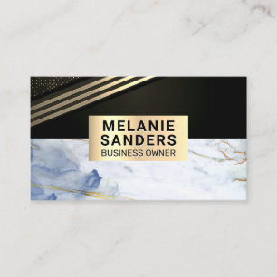 Gold Striped   Marble Background Business Card
