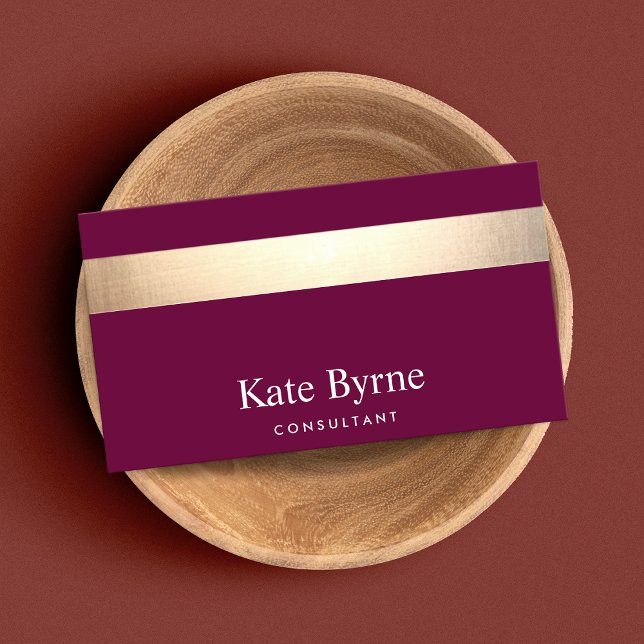 Gold Striped Modern Stylish Burgundy Maroon Business Card (Creator Uploaded)