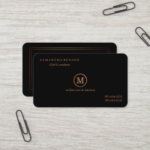 Gold Striped Monogrammed Modern Stylist Navy Blue Business Card