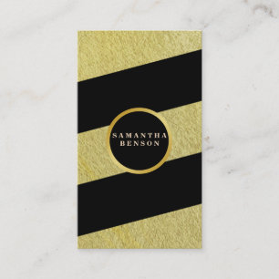 Gold  Striped Pattern Yoga Instructor Business Card