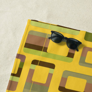 Gold Striped Rectangles Beach Towel