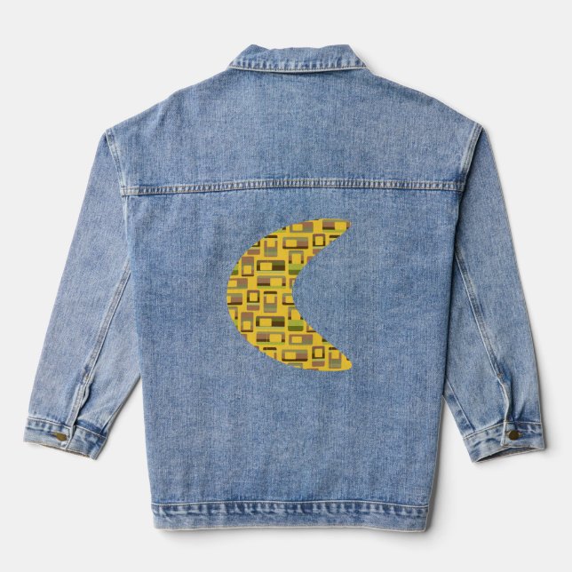 Gold Striped Rectangles  Denim Jacket (Back)