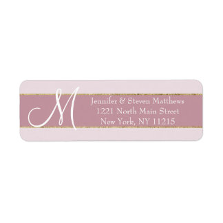 Gold Striped Rose Pink Monogram Initials Name