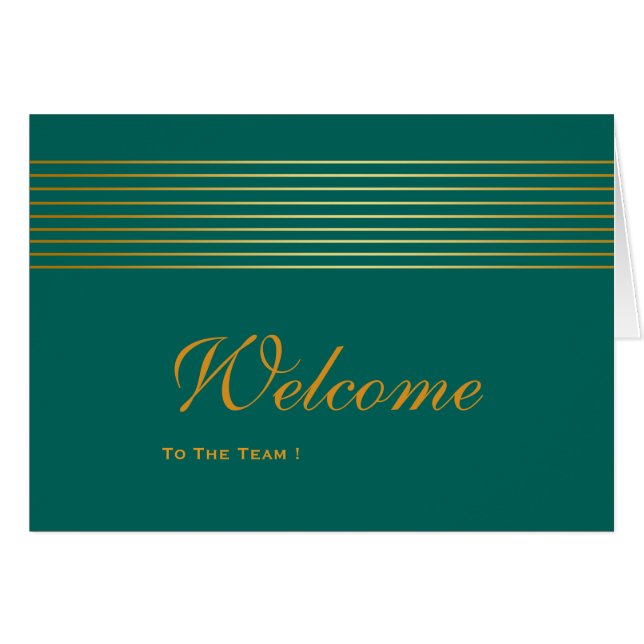 Gold Striped Sleek Green Welcome Card (Front Horizontal)