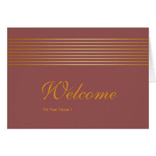 Gold Striped Sleek White Welcome Card