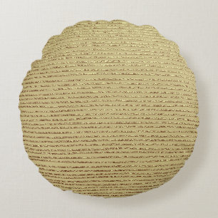 Gold Stripes: Abstract Vintage Background Round Cushion