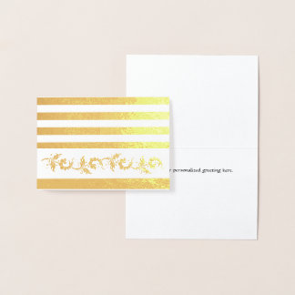 Gold Stripes and Flowers Custom Note Card