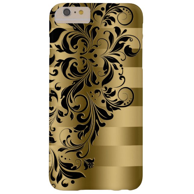 Gold Stripes & Black Floral Lace Case-Mate iPhone Case (Back)