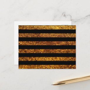 Gold Stripes, Black Stripes, Striped Pattern Postcard