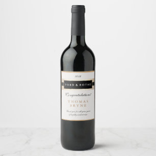 Gold Stripes Corporate Award Congratulations Wine Label