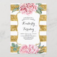 Gold Stripes Floral Vintage White Bridal Shower