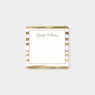 Gold Stripes Monogram Name Post-it Notes