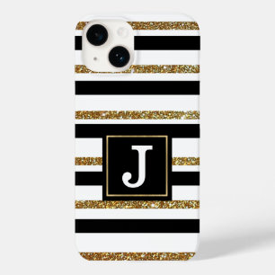 Gold Stripes Monogrammed Case-Mate iPhone 14 Case