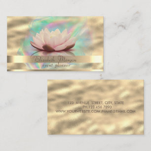 Gold Stripes Ombre Holographic Ink Lotus Gold Business Card