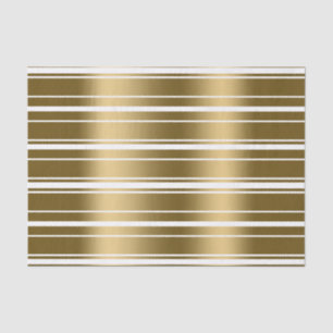 Gold Stripes Pattern Custom White Background Tissue Paper