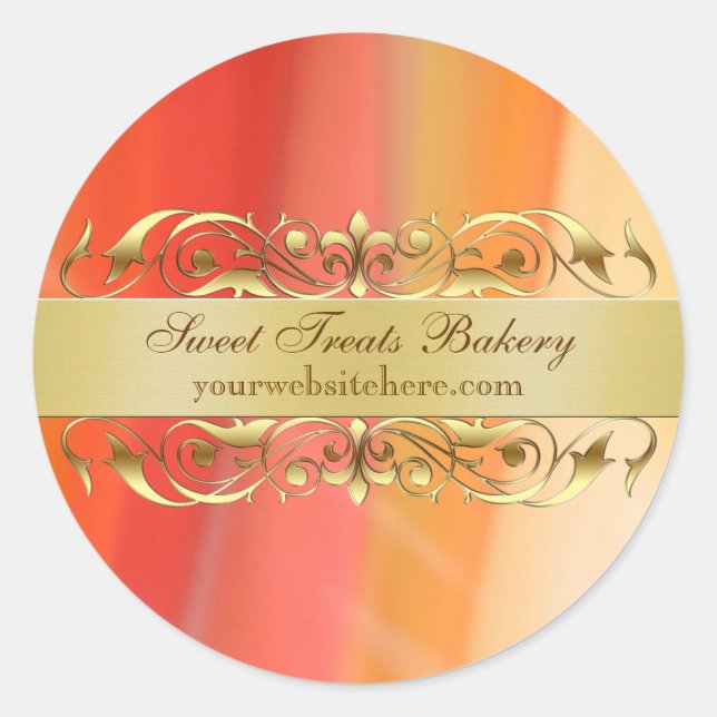 Gold Stripes Scroll Cupcake Baking Label Sticker (Front)