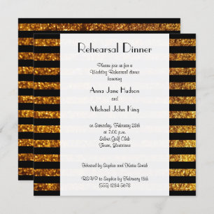 Gold Stripes, Striped Pattern, Rehearsal Dinner Invitation