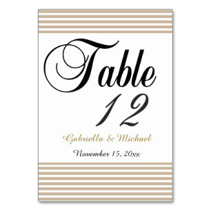 Gold Stripes Table Number