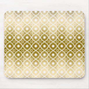 Gold Stripes & White Quatrefoil Geometric Mouse Mat