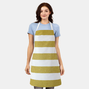 Gold Stripes, White Stripes, Striped Pattern Apron