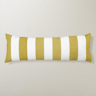 Gold Stripes, White Stripes, Striped Pattern Body Cushion