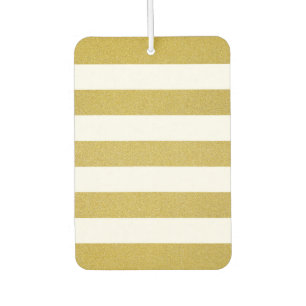 Gold Stripes, White Stripes, Striped Pattern Car Air Freshener