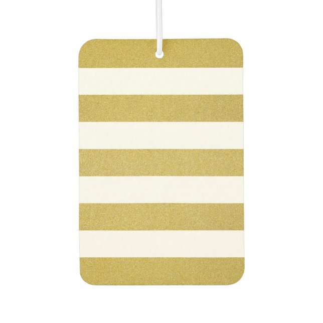 Gold Stripes, White Stripes, Striped Pattern Car Air Freshener (Front)