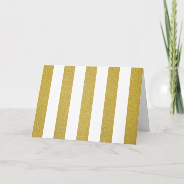 Gold Stripes, White Stripes, Striped Pattern Card (Front)