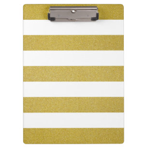 Gold Stripes, White Stripes, Striped Pattern Clipboard
