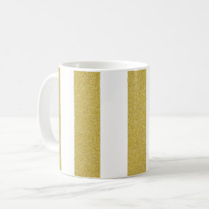 Gold Stripes, White Stripes, Striped Pattern Coffee Mug