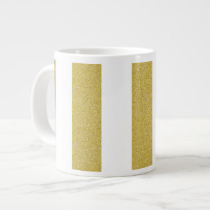 Gold Stripes, White Stripes, Striped Pattern Large Coffee Mug