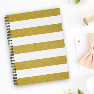 Gold Stripes, White Stripes, Striped Pattern Planner