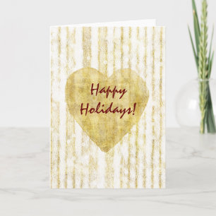 Gold Stripes with Heart Holiday Card