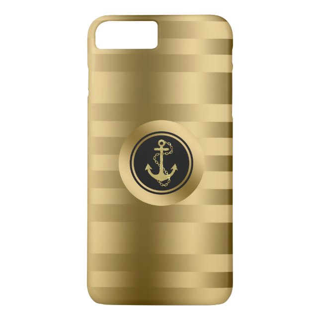 Gold Stripes With Nautical Anchor Case-Mate iPhone Case (Back)