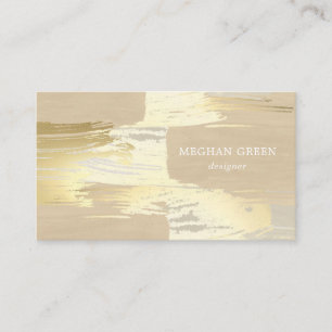 Gold Strokes Abstract Minimalist Business Card