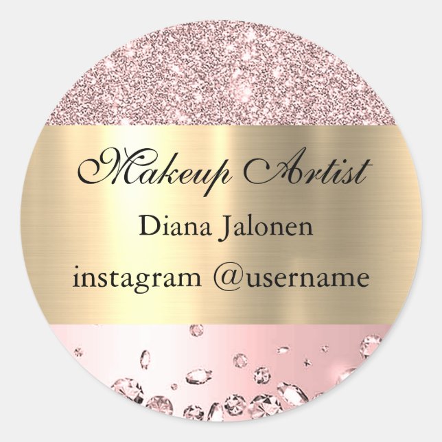 Gold Strokes Marble Beauty Shop Rose Spa Makeup  Classic Round Sticker (Front)