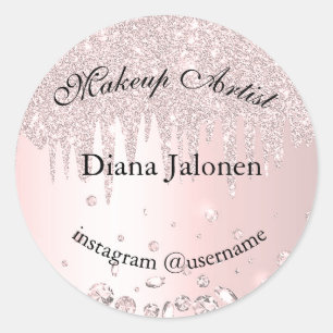 Gold Strokes Marble Beauty Shop Rose Spa Makeup Classic Round Sticker