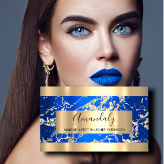 Gold Strokes Royal Blue Beauty Shop  Business Card