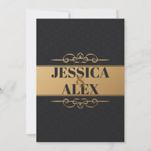 Gold Style Elements Sleek Black Patterns Invitation
